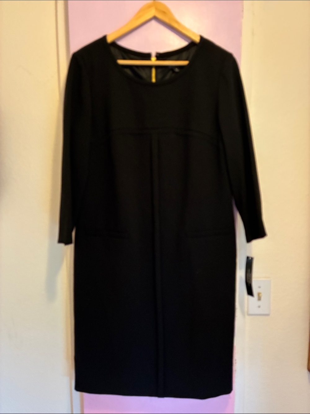 Tahari Black Long Sleeve Sheath Dress